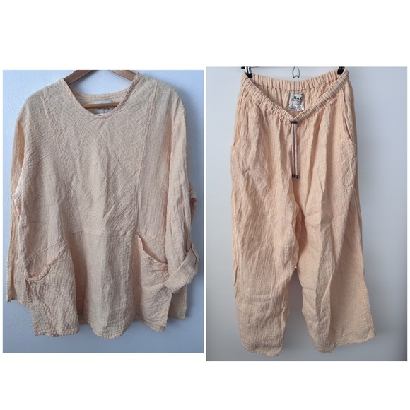 Flax pale yellow pant and top set Size Large - Picture 1 of 10